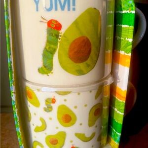 Avocado hungry caterpillar mug set